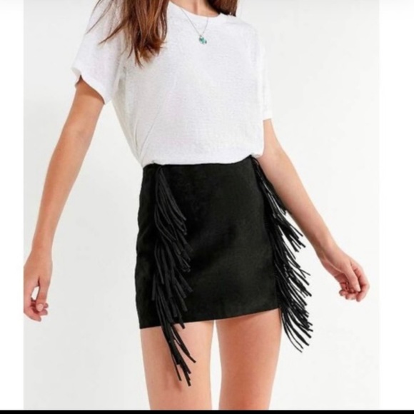 Urban Outfitters Dresses & Skirts - Urban outfitters leather fringe mini skirt